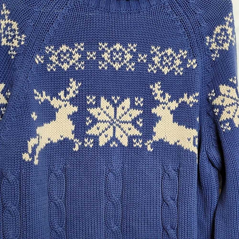 Vintage Deer Snowflake Sweater Turtleneck Pullove… - image 2