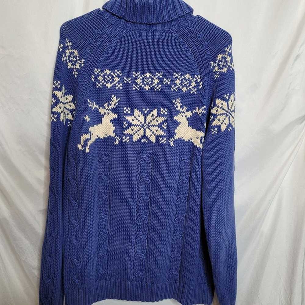 Vintage Deer Snowflake Sweater Turtleneck Pullove… - image 8