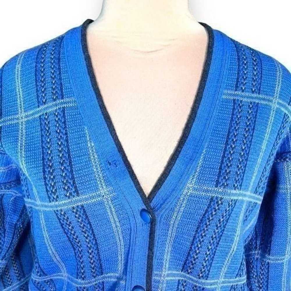 Vintage Pendleton Cardigan Sweater Blue Plaid Woo… - image 10