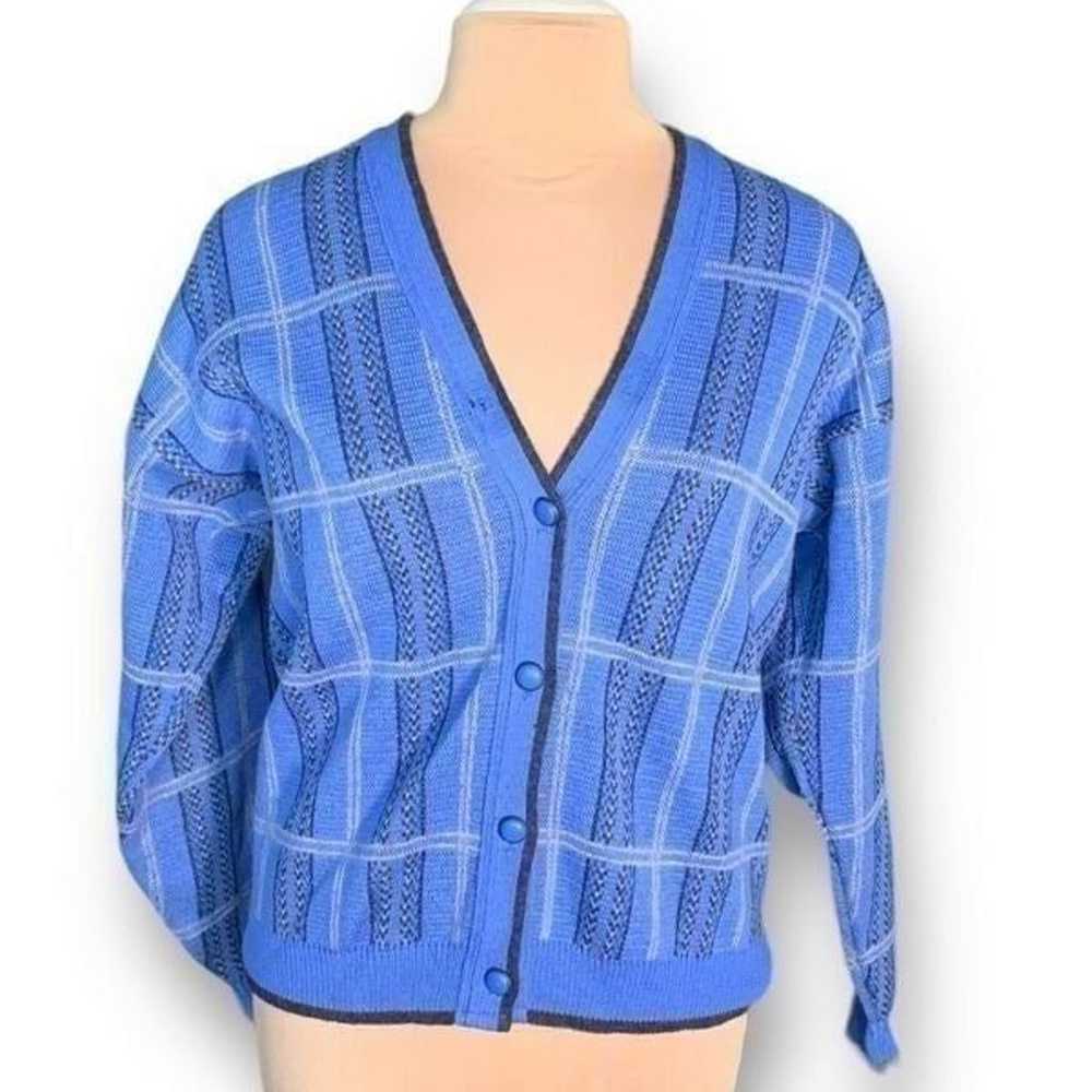 Vintage Pendleton Cardigan Sweater Blue Plaid Woo… - image 12