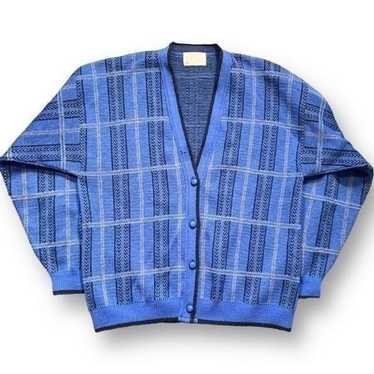 Vintage Pendleton Cardigan Sweater Blue Plaid Woo… - image 1