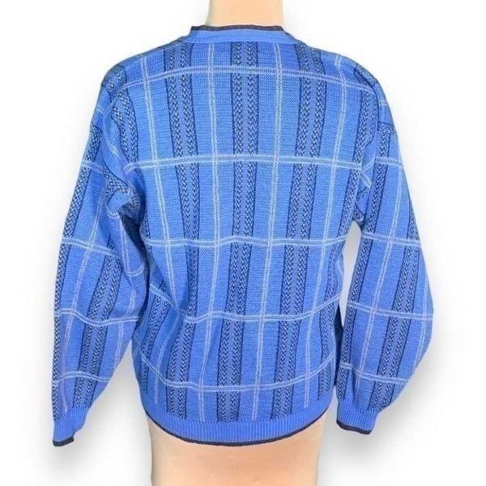 Vintage Pendleton Cardigan Sweater Blue Plaid Woo… - image 4