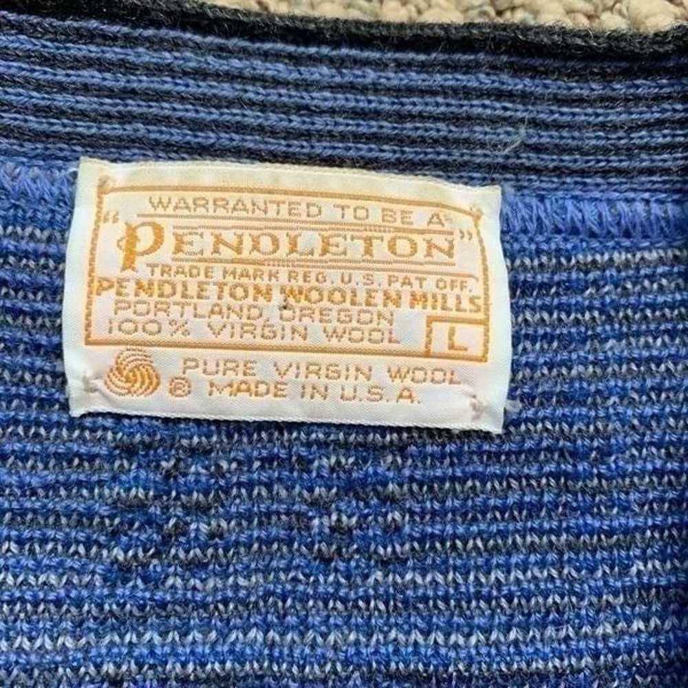 Vintage Pendleton Cardigan Sweater Blue Plaid Woo… - image 9