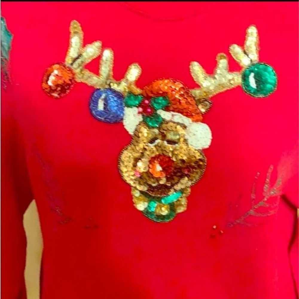 VINTAGE Handmade Ugly Christmas Sweater Reindeer … - image 2