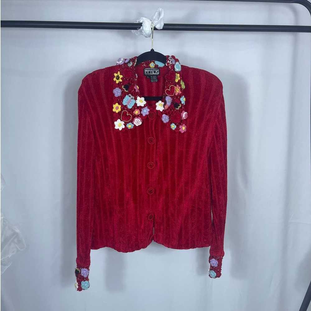 VTG BEREK 2 Valentine’s Day heart Cardigan SWEATE… - image 1