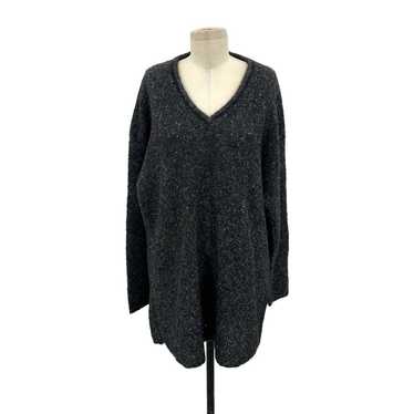 Eileen Fisher Vintage Marled Charcoal Gray V-Neck… - image 1