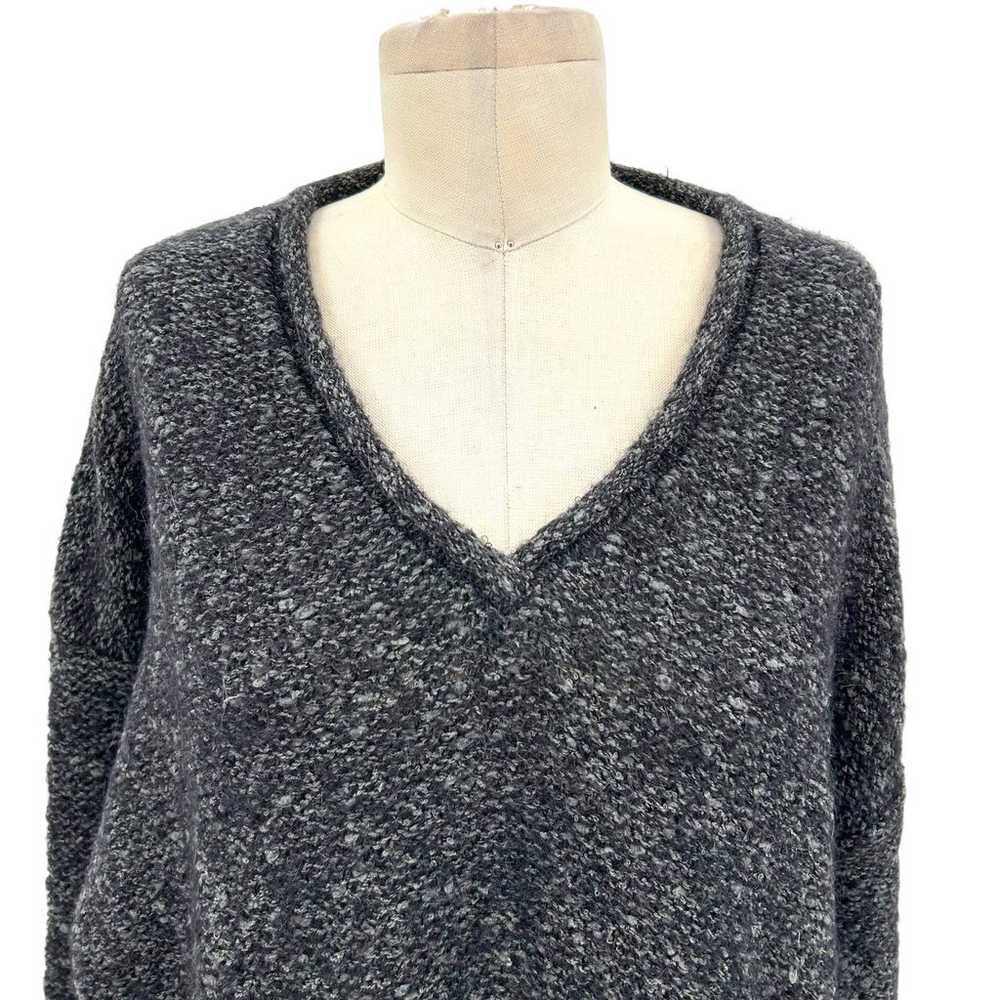 Eileen Fisher Vintage Marled Charcoal Gray V-Neck… - image 2