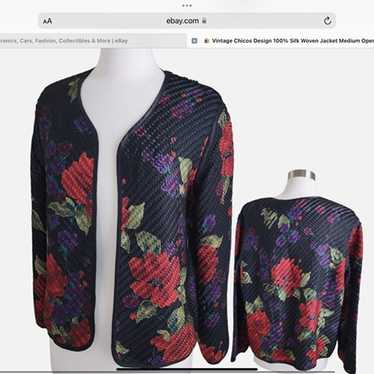 Vintage Chicos Design 100% Silk Woven Jacket size… - image 1