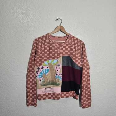 Custom Upcycled Reworked Mushroom Print Sweatshirt - image 1