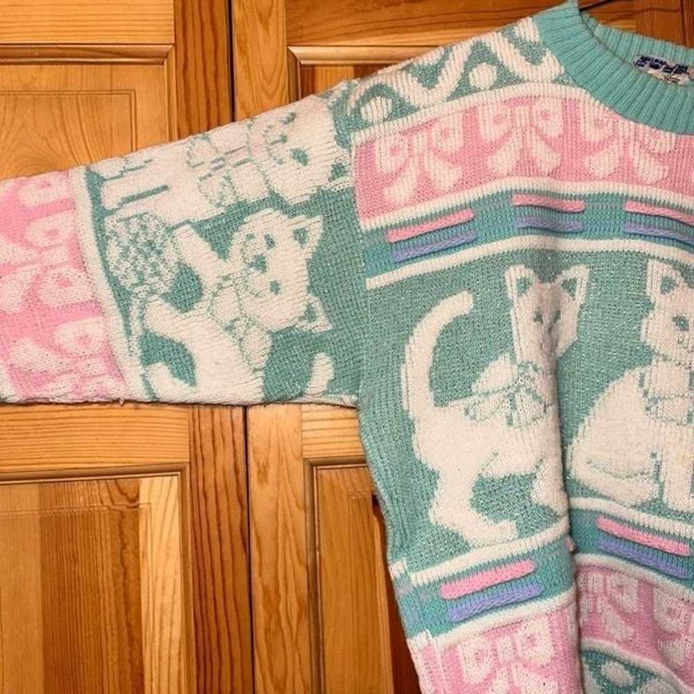 VINTAGE Rose Cat Sweater - image 4