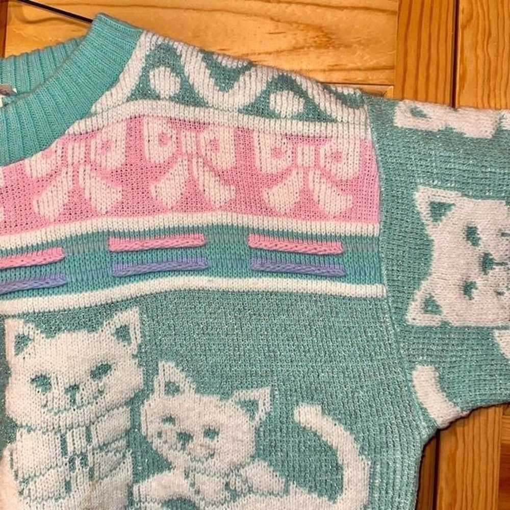 VINTAGE Rose Cat Sweater - image 5