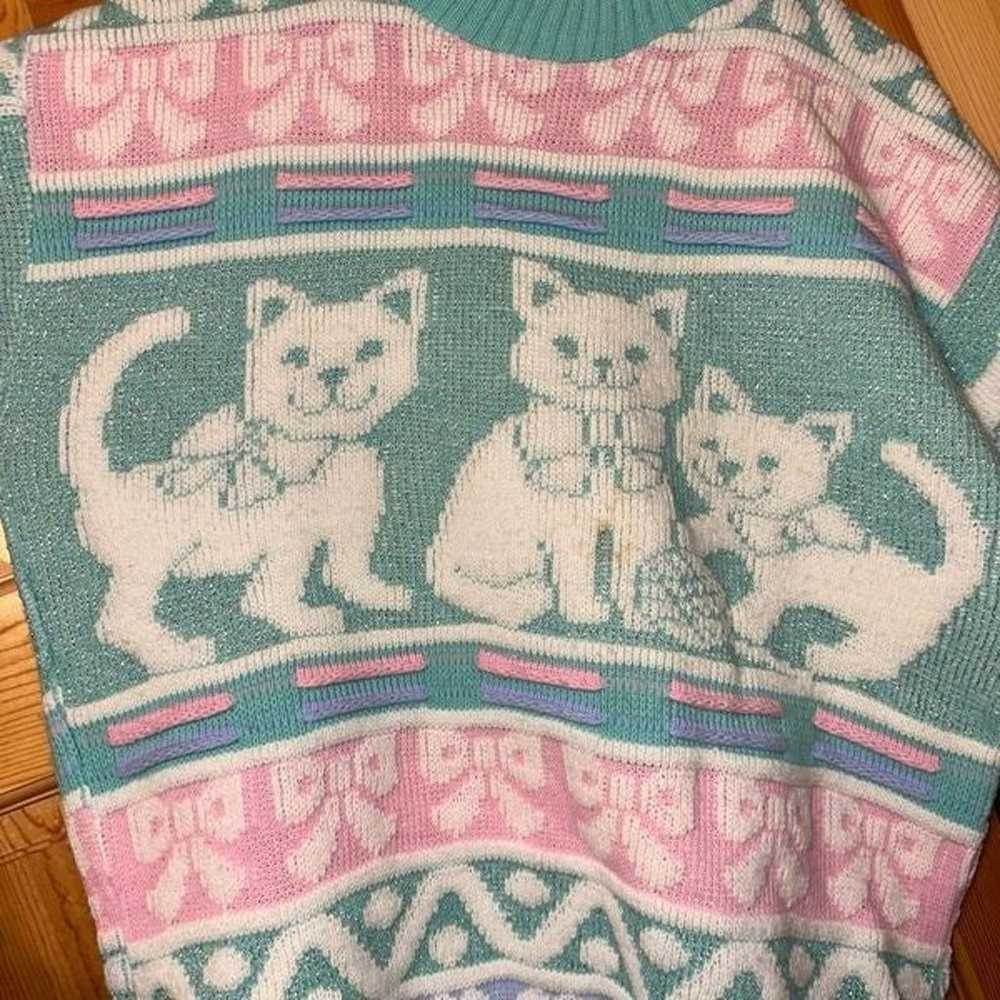 VINTAGE Rose Cat Sweater - image 6