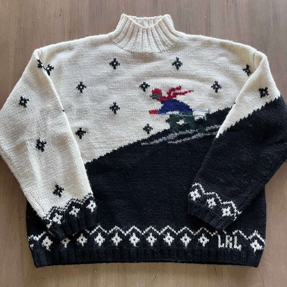 Vintage 90s Ralph Lauren Wool Hand Knit Downhill … - image 1