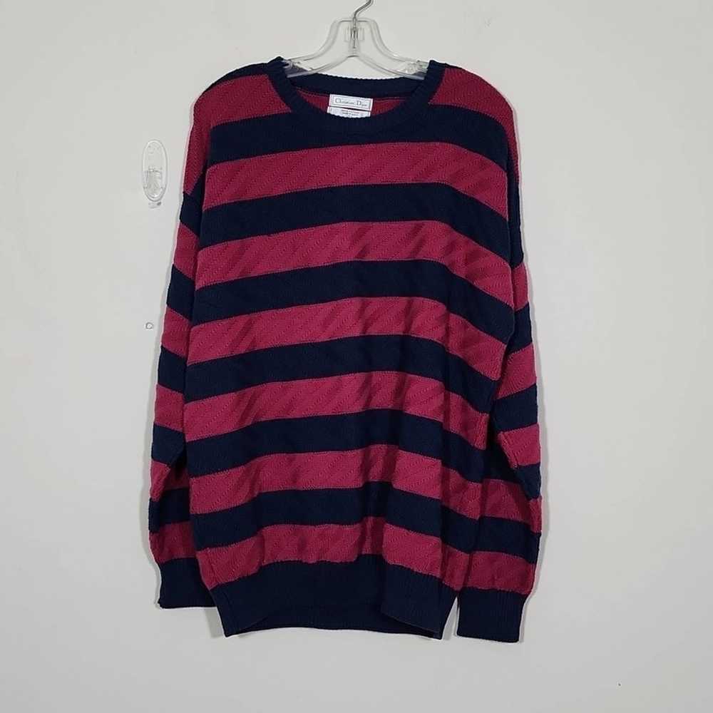 Christian Dior Vintage Knit Striped Crew Neck Wom… - image 1