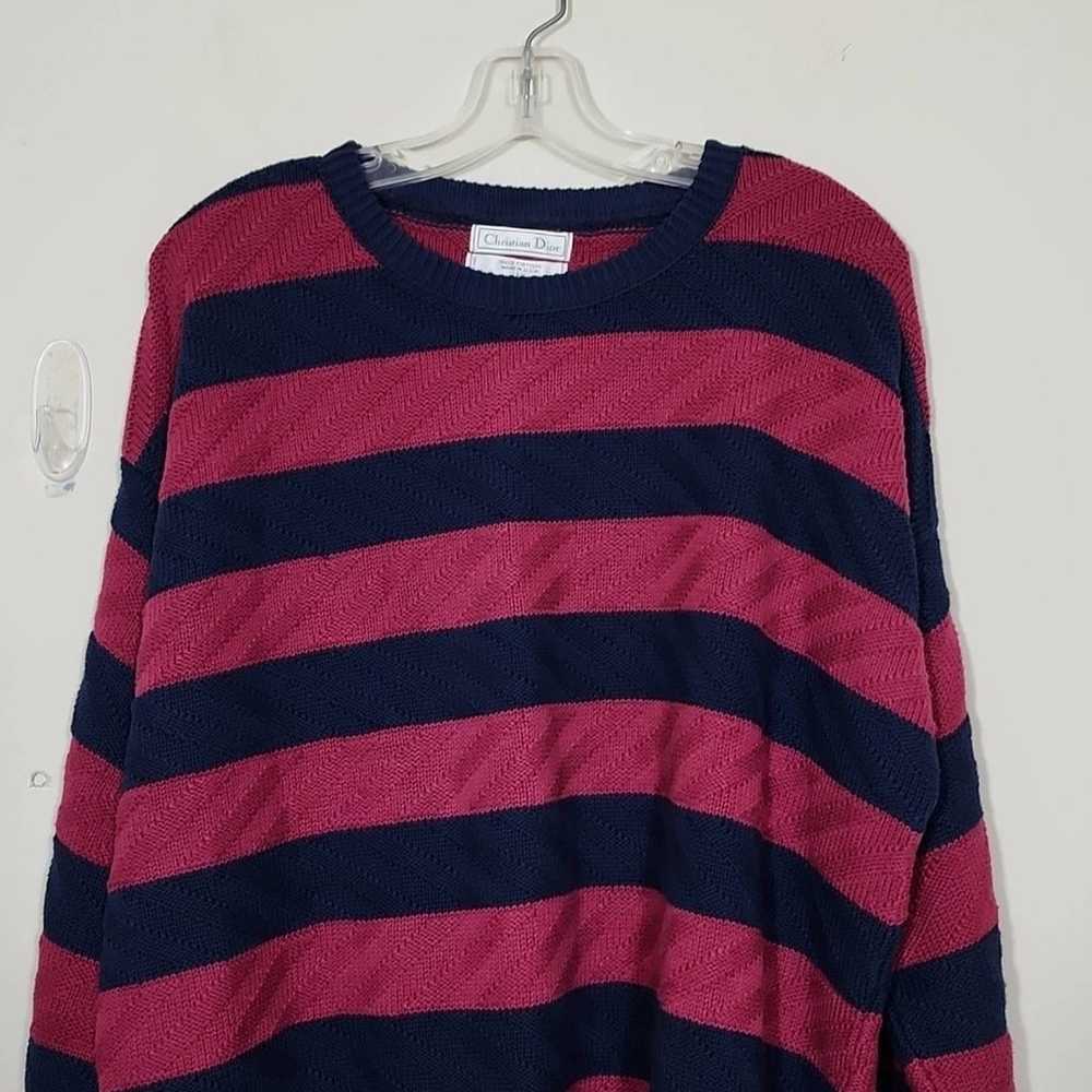 Christian Dior Vintage Knit Striped Crew Neck Wom… - image 2