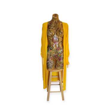 Rouge Collection cardigan top flowy long yellow p… - image 1