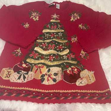 Vintage Fashion Bug Red Pullover Christmas Sweate… - image 1