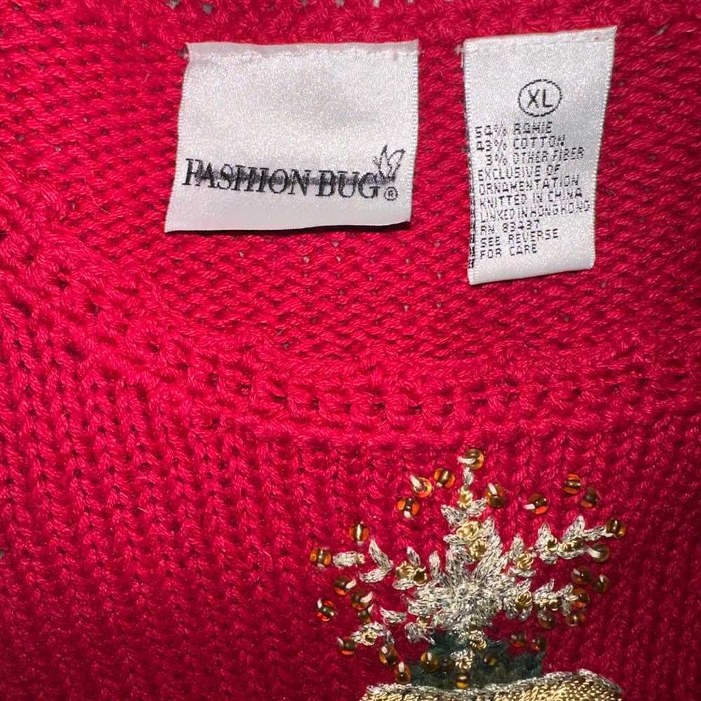 Vintage Fashion Bug Red Pullover Christmas Sweate… - image 3