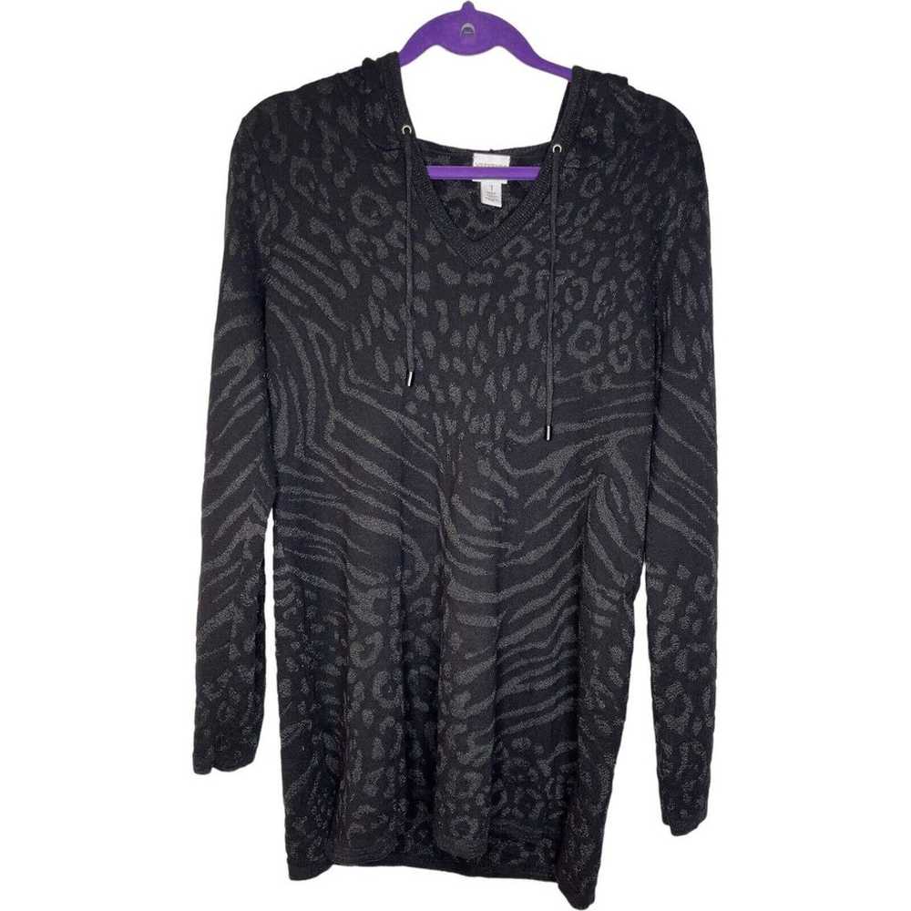 Weekends by Chicos Black Metallic Textured Animal… - image 1