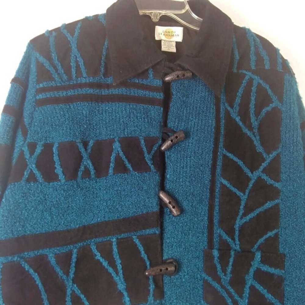 1980's Knit and Leather Sweater Jacket - image 2