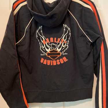 Harley Davidson Vintage y2k Orange Black Hoodie S… - image 1