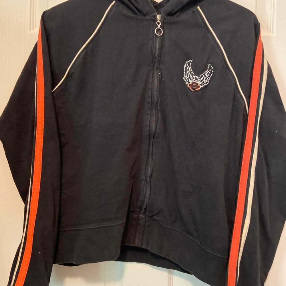 Harley Davidson Vintage y2k Orange Black Hoodie S… - image 2