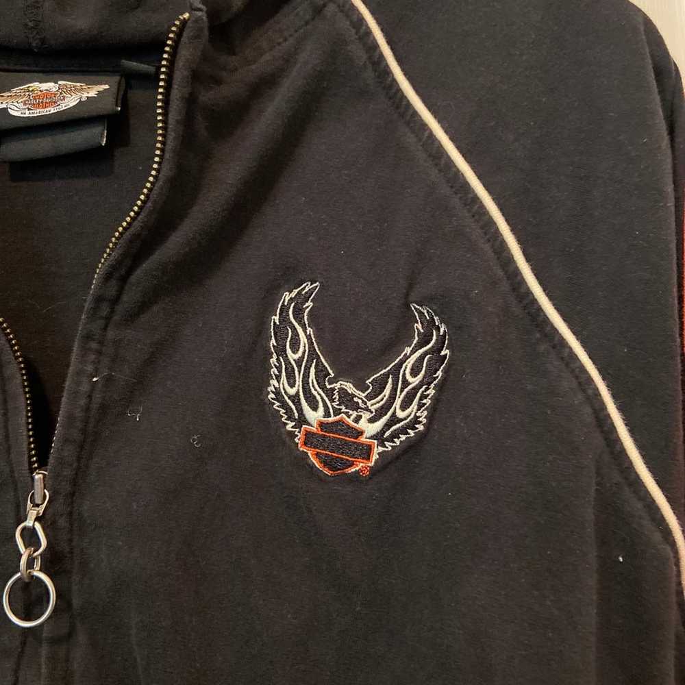 Harley Davidson Vintage y2k Orange Black Hoodie S… - image 4