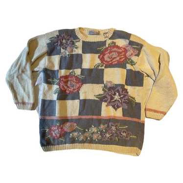 Vintage Karen Scott II Flora Knit Long Sleeve Swe… - image 1