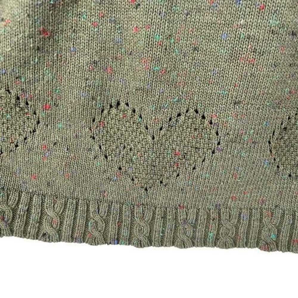 Vintage Stefano Green Speckled Heart Detail Sweat… - image 2