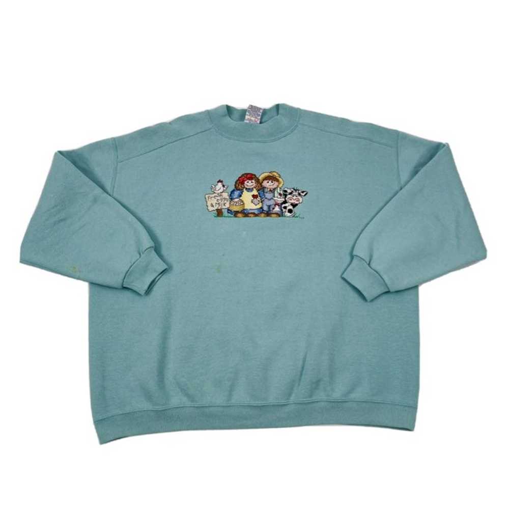 VTG 90s Farmers Farm Animals Distressed Sweatshirt - image 1