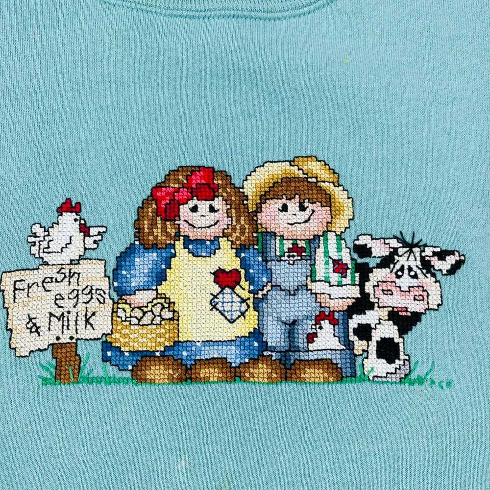 VTG 90s Farmers Farm Animals Distressed Sweatshirt - image 2