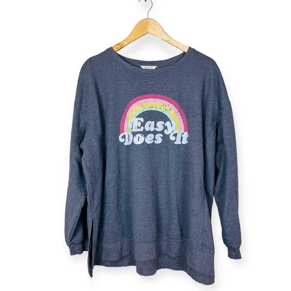 WILDFOX Gray Rainbow Easy Does It Pullover Sweats… - image 3