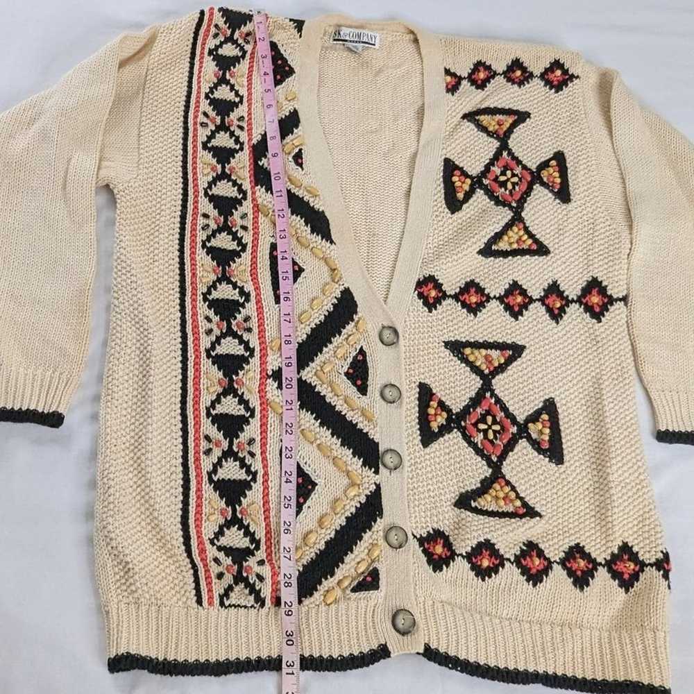 VTG Aztec Cream Chunky Knit Beaded Southwestern C… - image 6