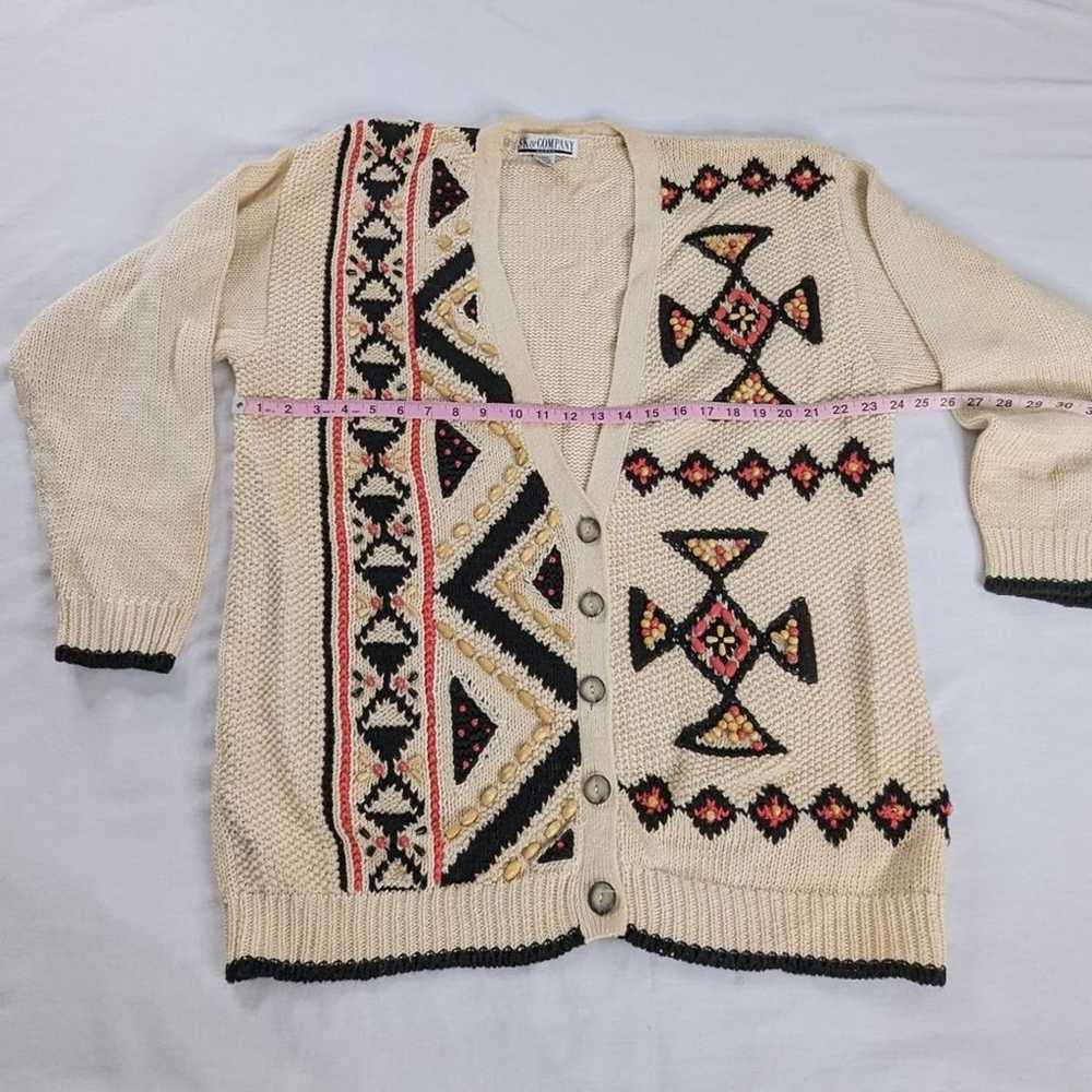 VTG Aztec Cream Chunky Knit Beaded Southwestern C… - image 7