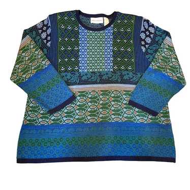 Vintage Alfred Dunner Patchwork Novelty Sweater XL - image 1