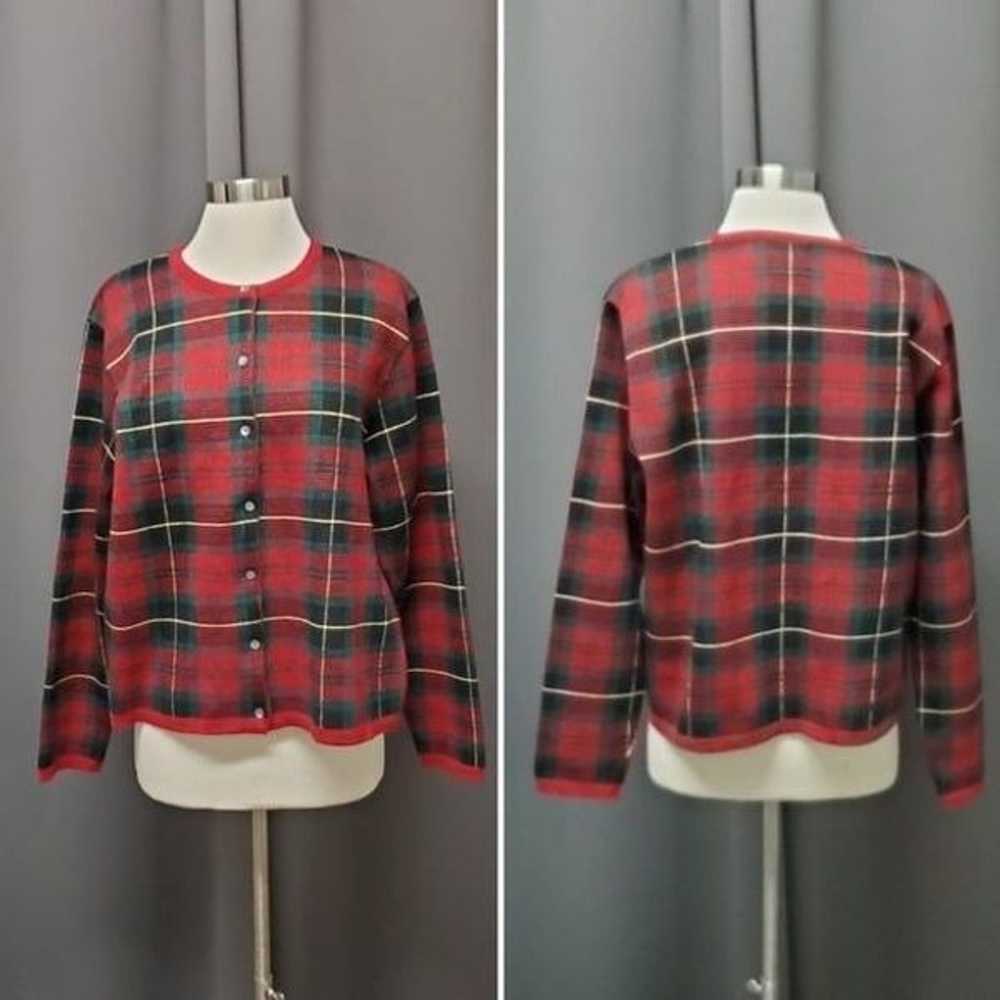 Vintage 90s y2k Talbots Red Green Stuart Tartan P… - image 1