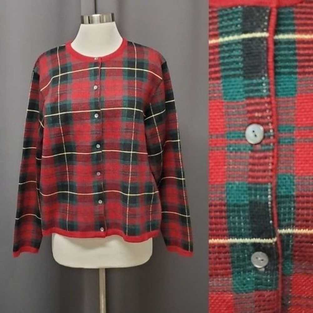 Vintage 90s y2k Talbots Red Green Stuart Tartan P… - image 2