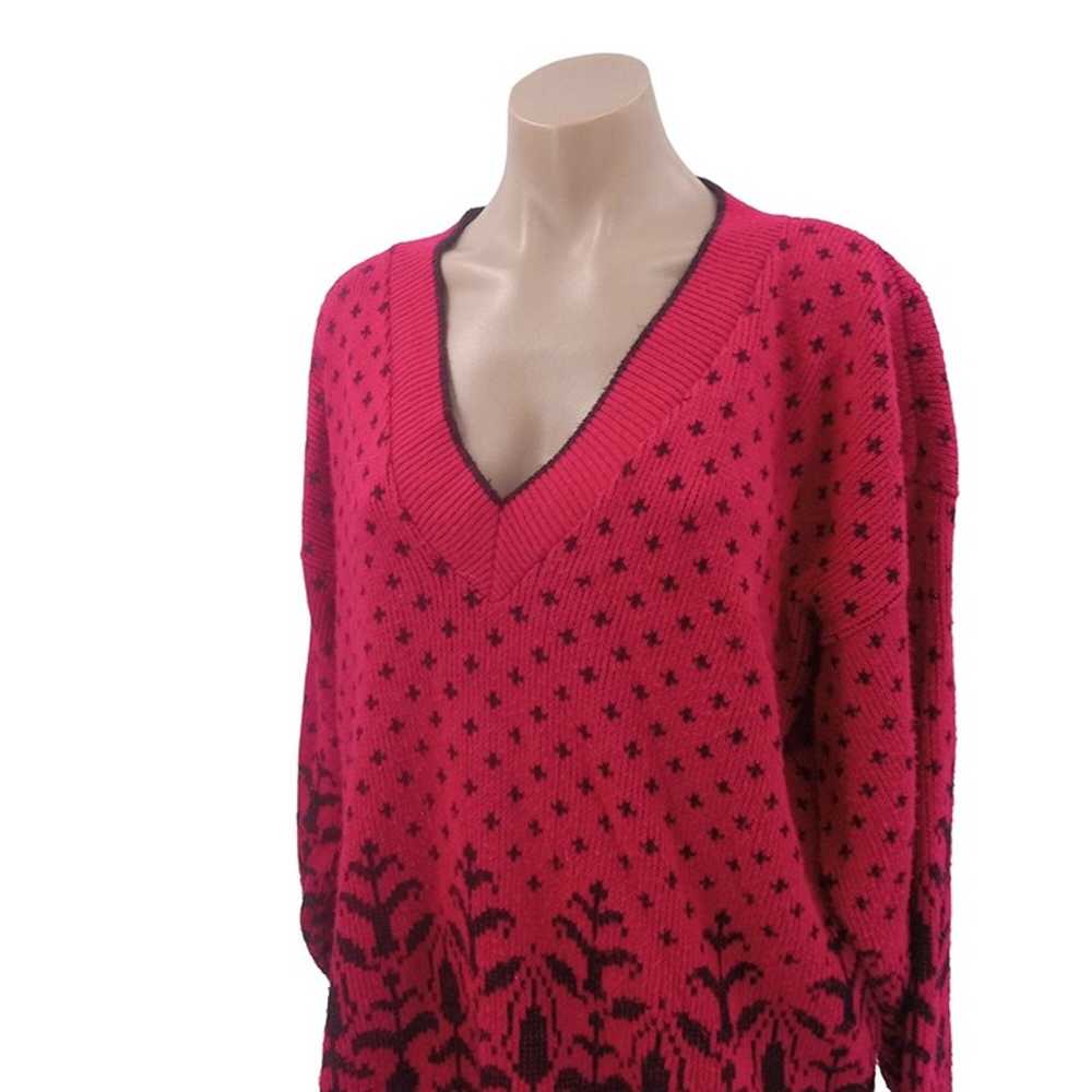 Vintage 80s Classic Essentials Pink Black Sweater… - image 2