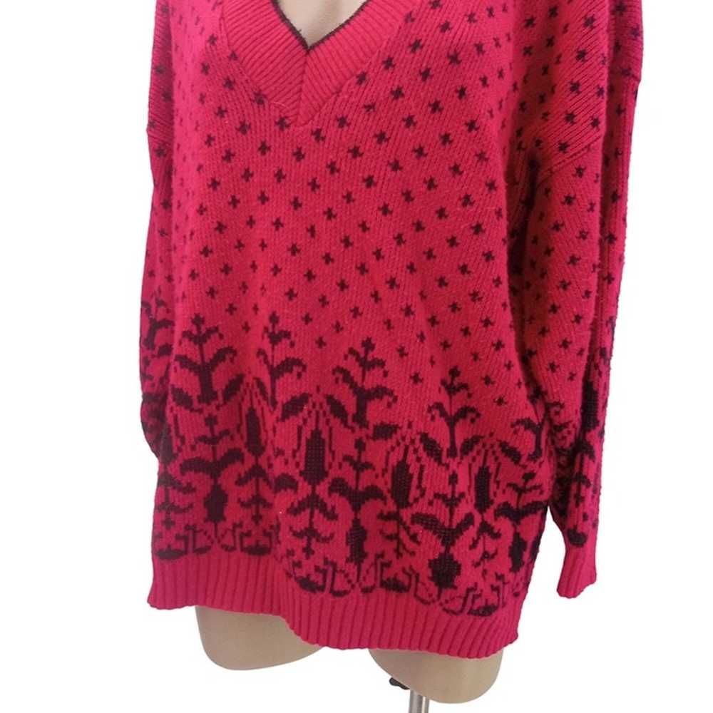 Vintage 80s Classic Essentials Pink Black Sweater… - image 3