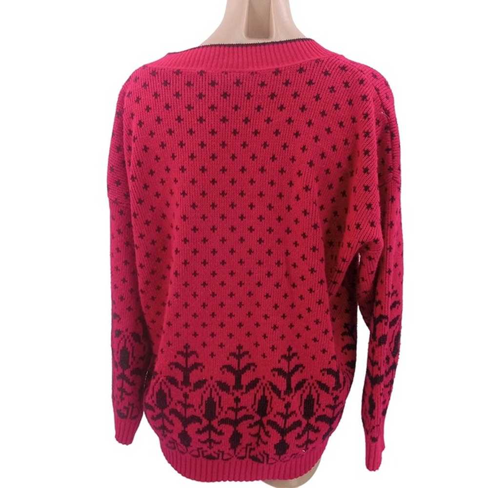 Vintage 80s Classic Essentials Pink Black Sweater… - image 5