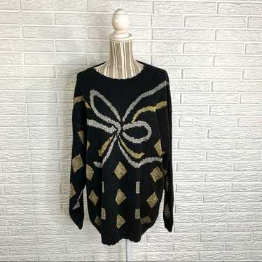 Vtg Bentley Woman Glittery Bow Sweater - image 1