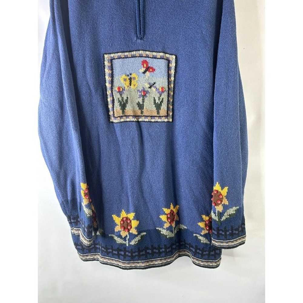 VTG 90s Womens 1XL Sunflower Floral Butterfly Kni… - image 4