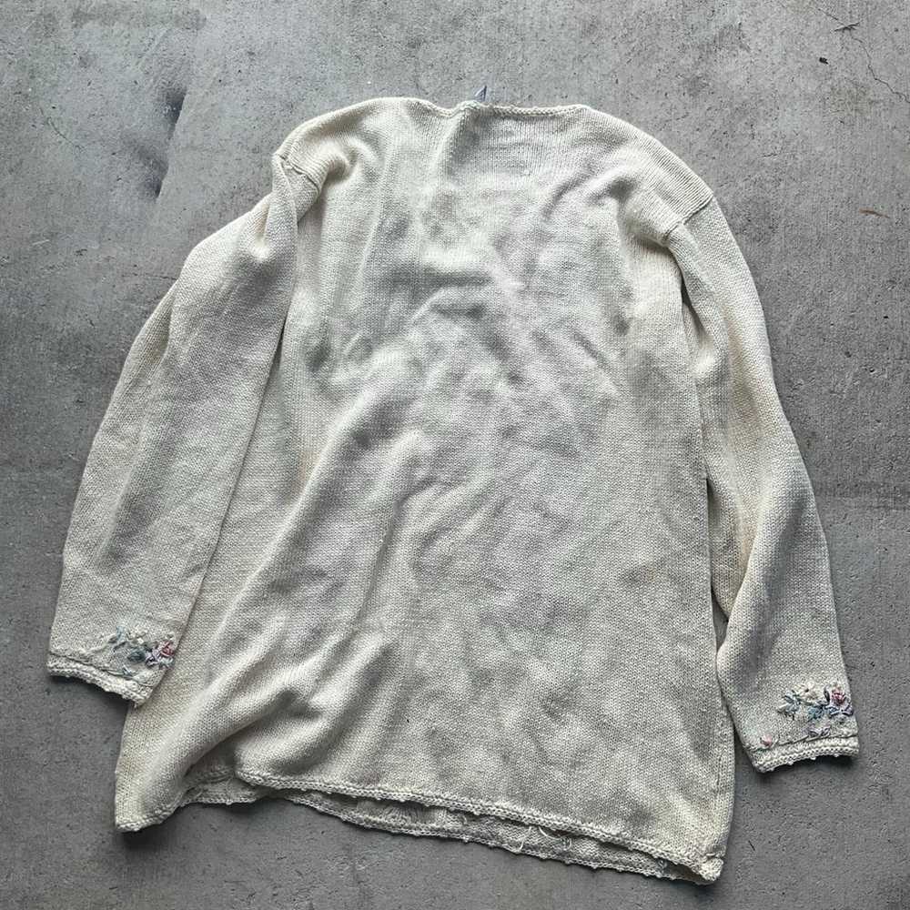 Embroidered flower sweater - image 4