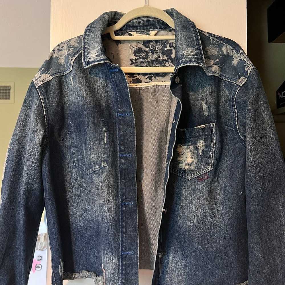 Vintage style floral denim jacket - image 1