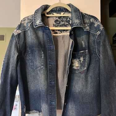 Vintage style floral denim jacket - image 1