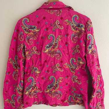 JOHNNY WAS Hot Pink Paisley & Star Embroidered Co… - image 1