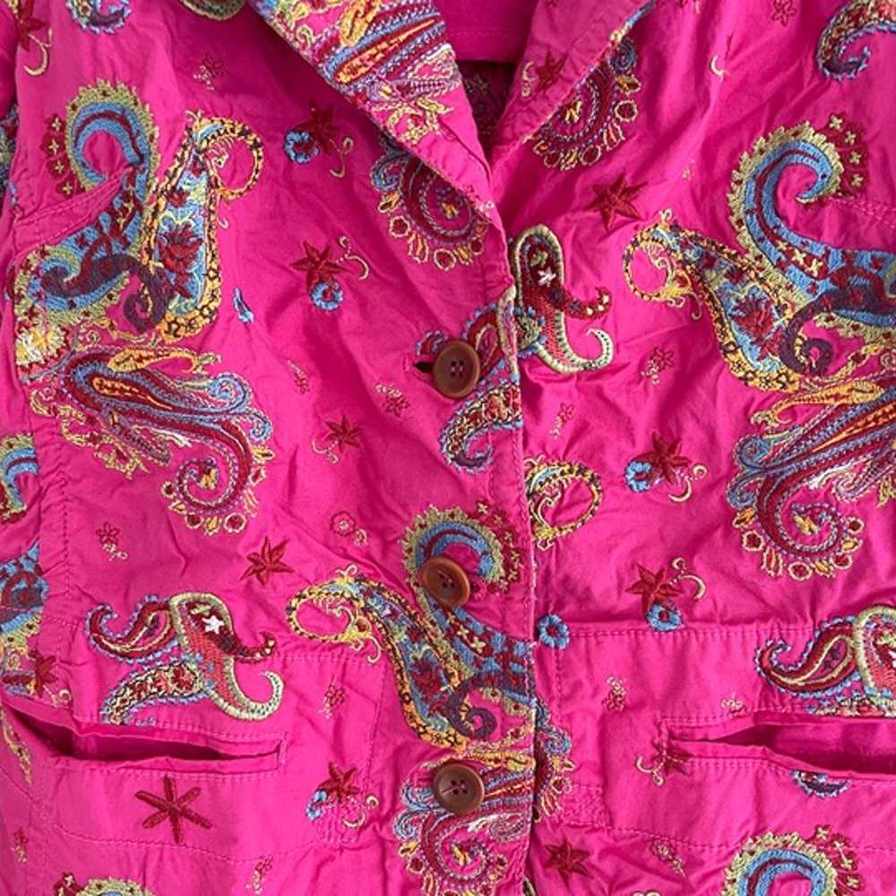 JOHNNY WAS Hot Pink Paisley & Star Embroidered Co… - image 2