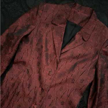 vintage iridescent red floral print coat - image 1