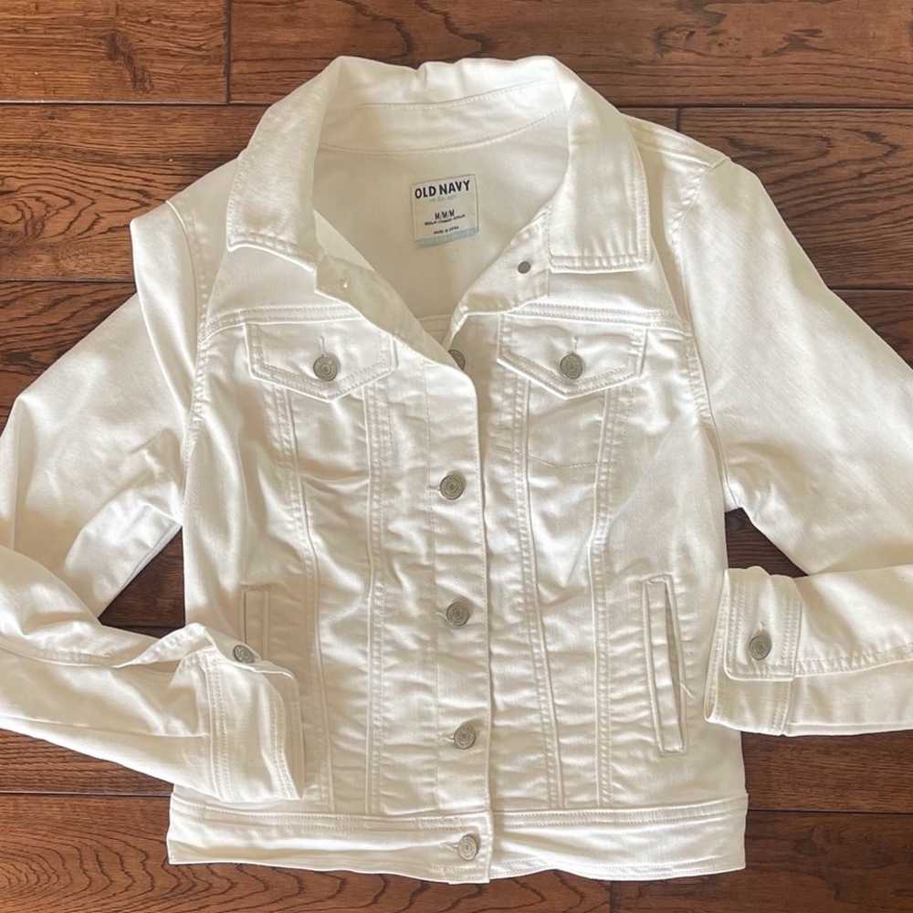 Vintage White Denim Jacket Old Navy Medium - image 1