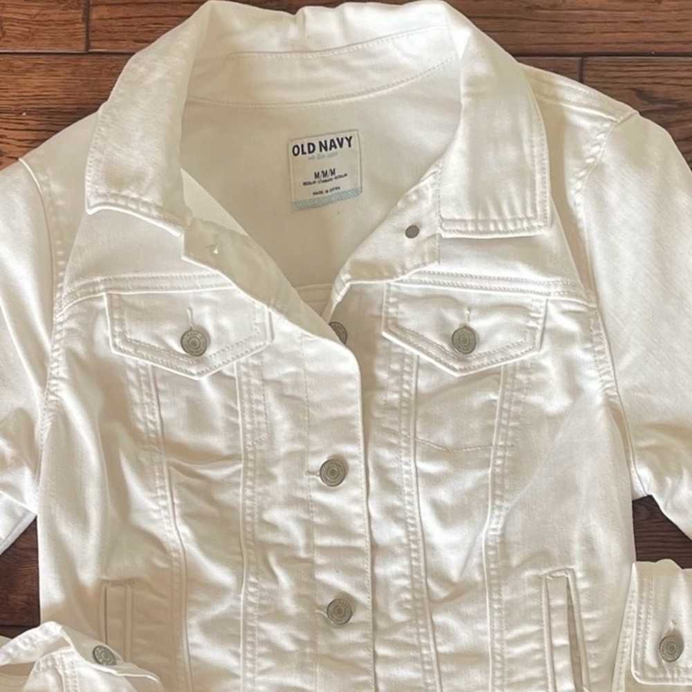 Vintage White Denim Jacket Old Navy Medium - image 4